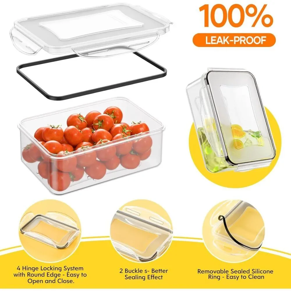 52 PCS Food Storage Containers with Lids Airtight Reusable Plastic Leakproof
